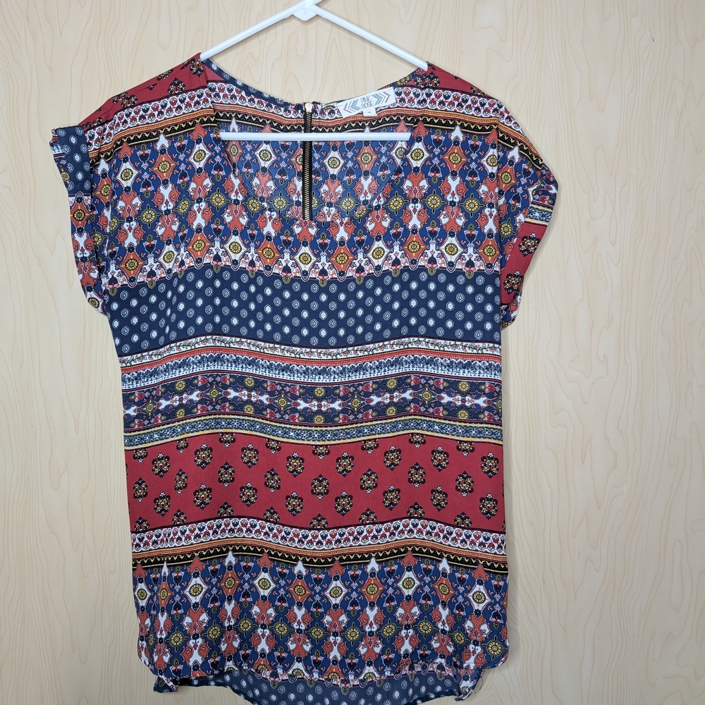 Bohemian Hippie Pink Rose Multicolor Blouse